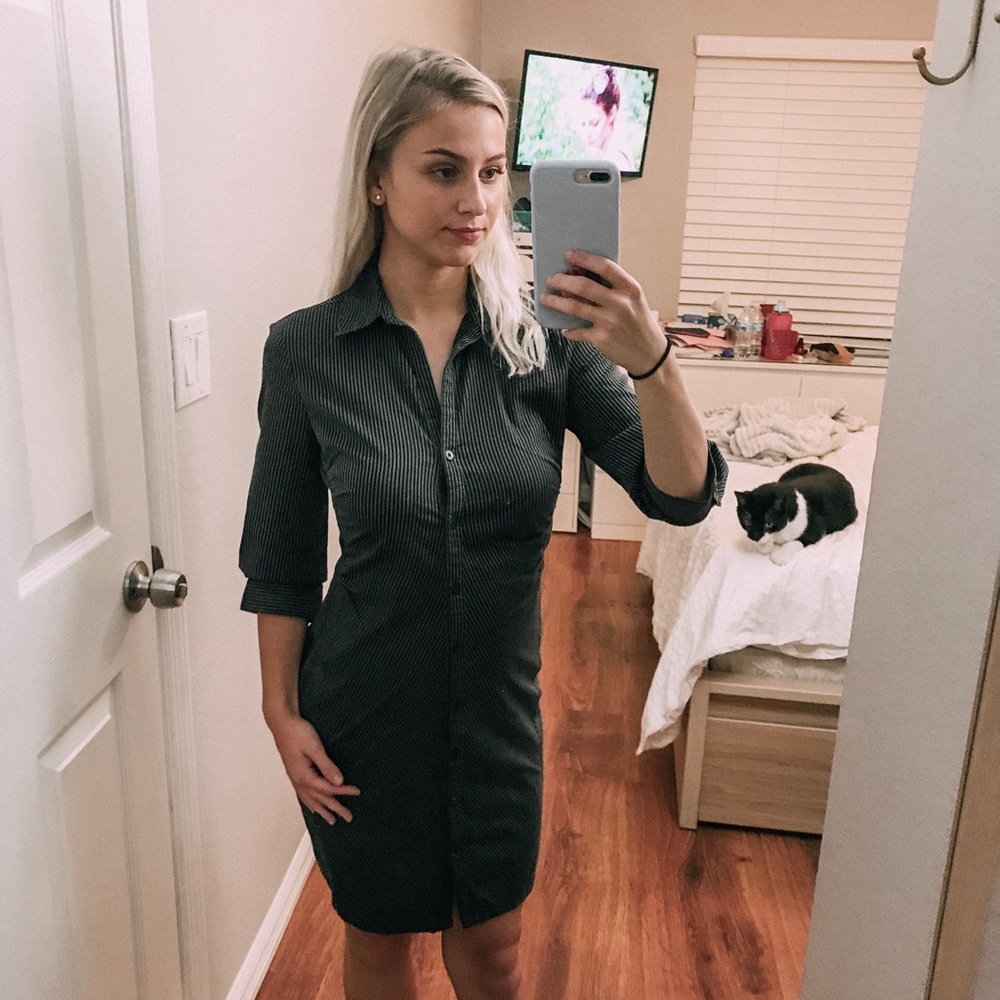 Striped button down dress